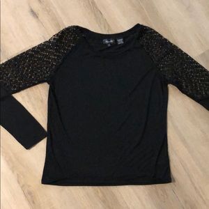 Long sleeve tee with shoulder detail